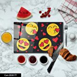 ANTİBAKTERİYEL CAM KESME TAHTASI | BASKILI KESİM TABLASI | 25x35 cm